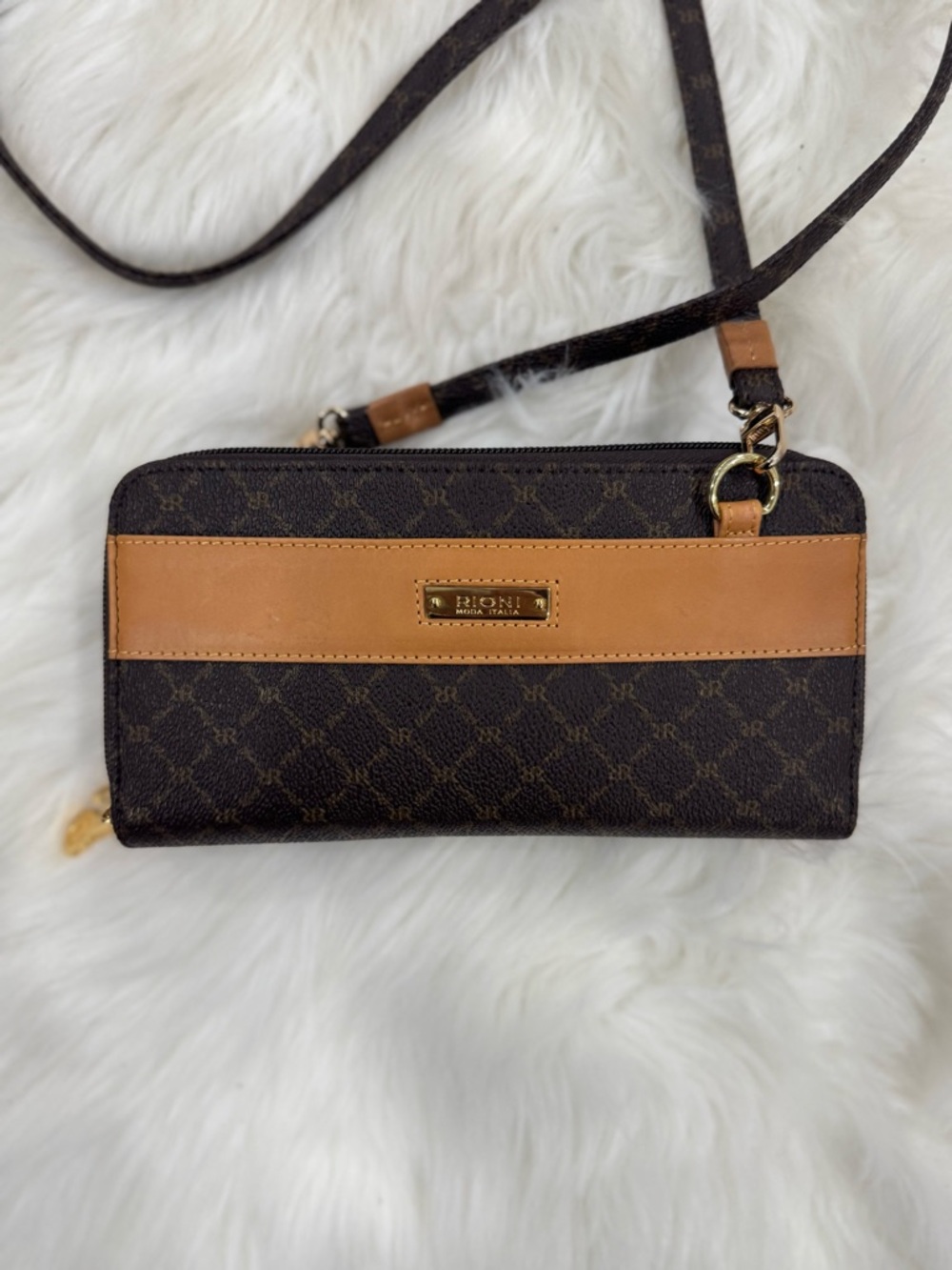 Rioni Dark Brown & Tan Crossbody Wallet Bag